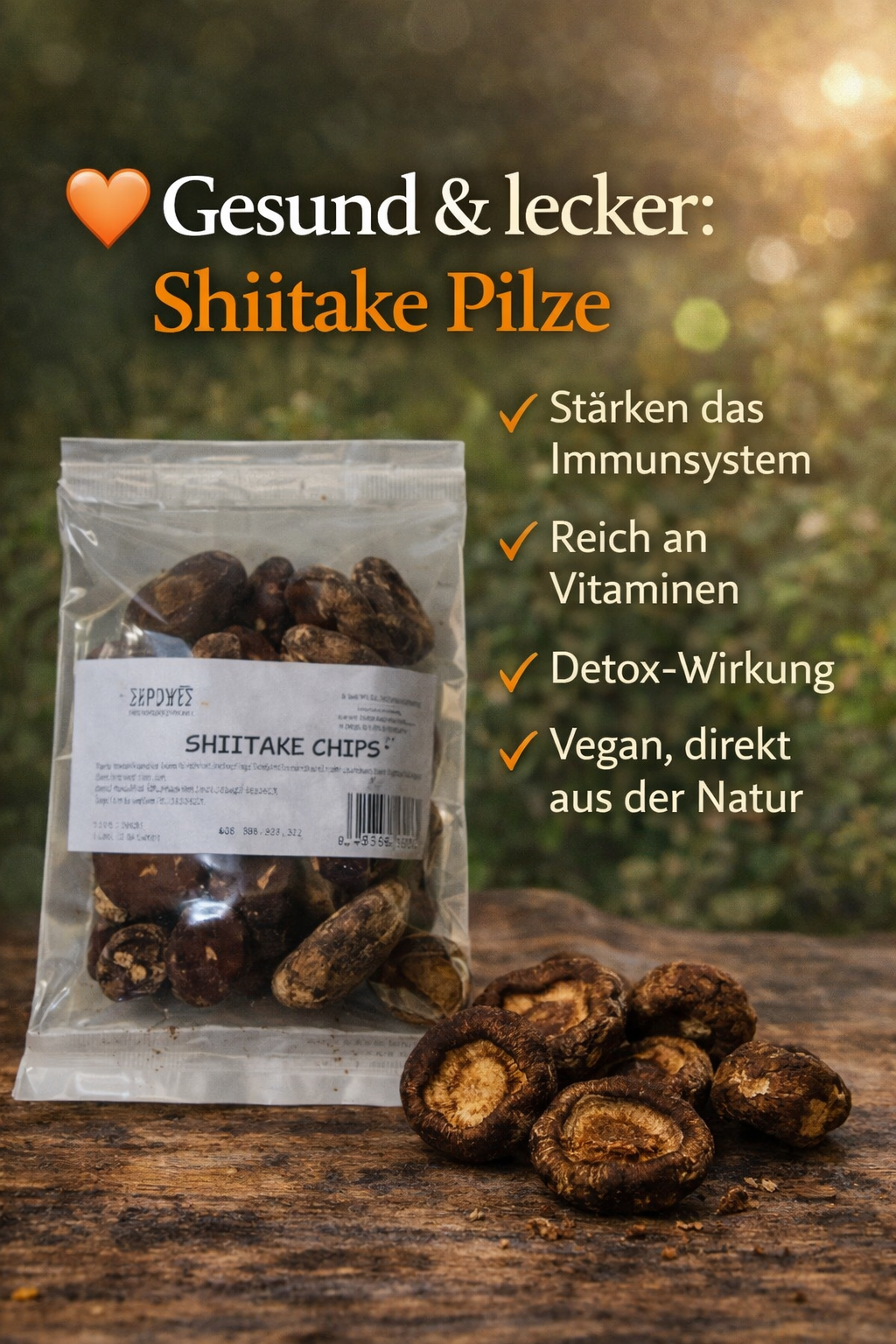 Shiitake Chips – Knuspriger Gourmet-Snack aus echten Pilzen