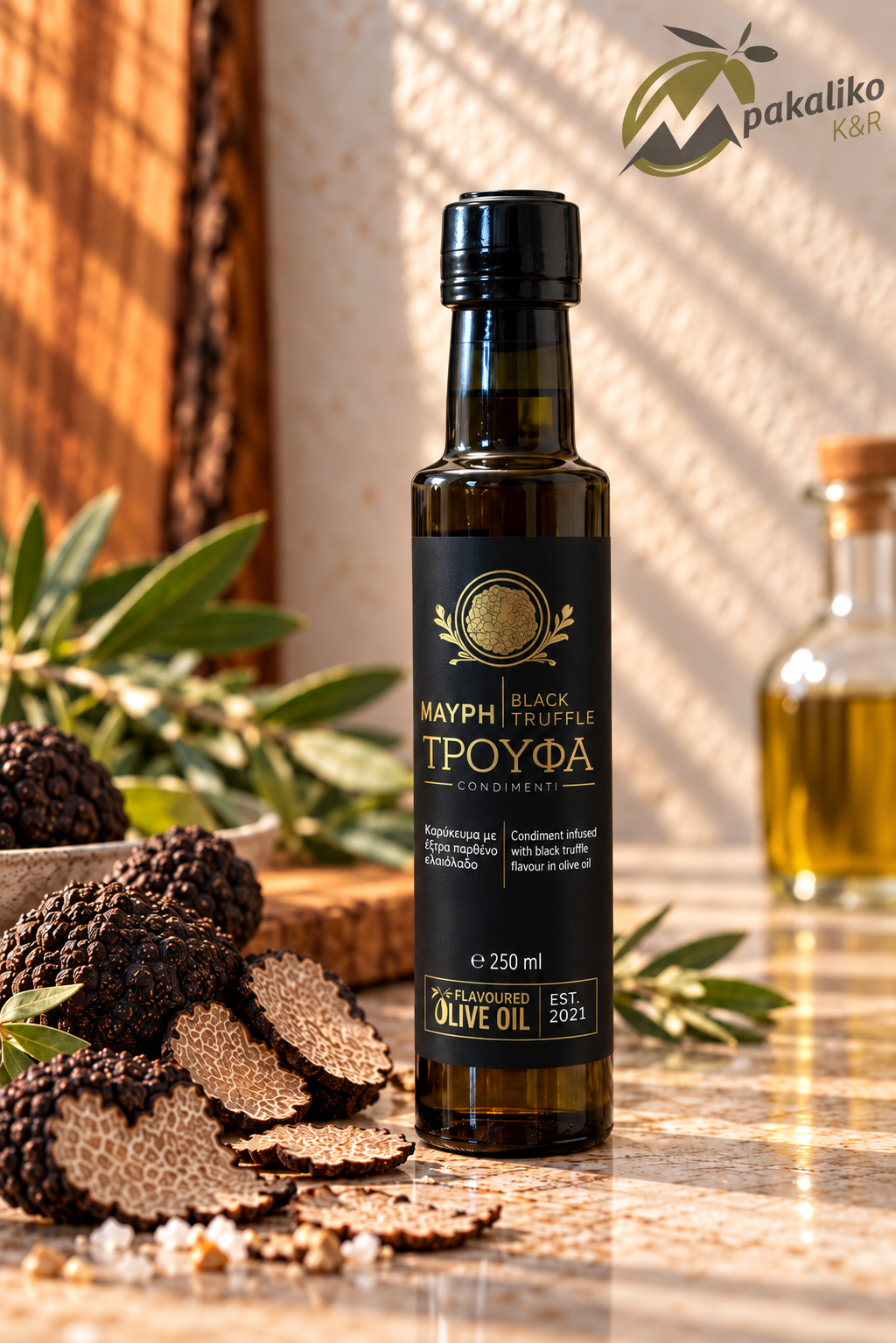 Exzellente Ölkomposition mit schwarzem Trüffelaroma (Tuber aestivum) 250ml 